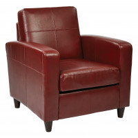 OSP Home Furnishings VNS51A-CBD Venus Club Chair in Crimson Red Bonded Leather and Solid Wood Legs